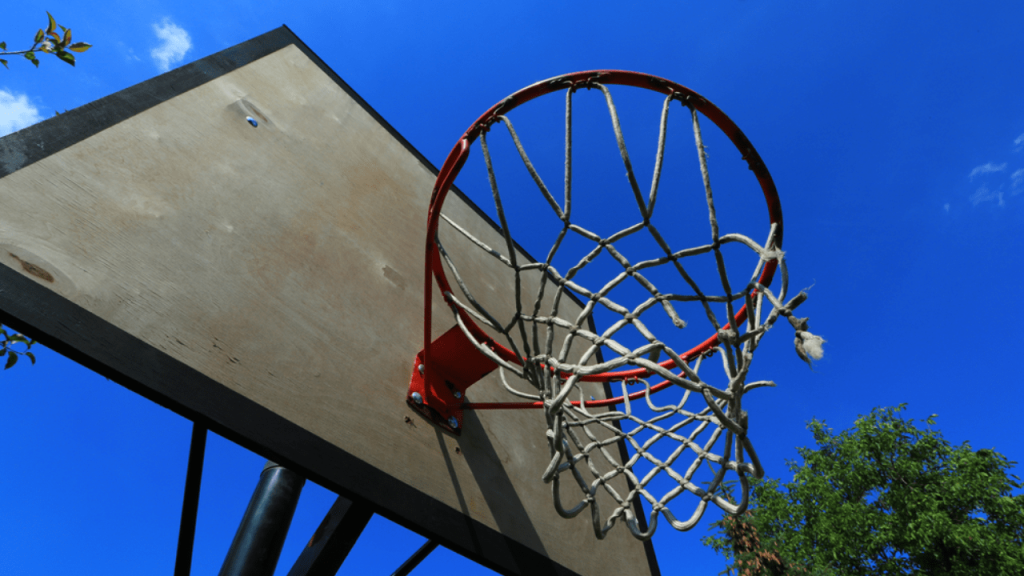 The height of the basketball rim to 11 feet